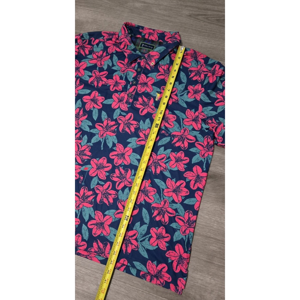 William Murray Shirt Mens Floral Geometric All Over Print Golf Polo XL Preppy - Picture 9 of 9